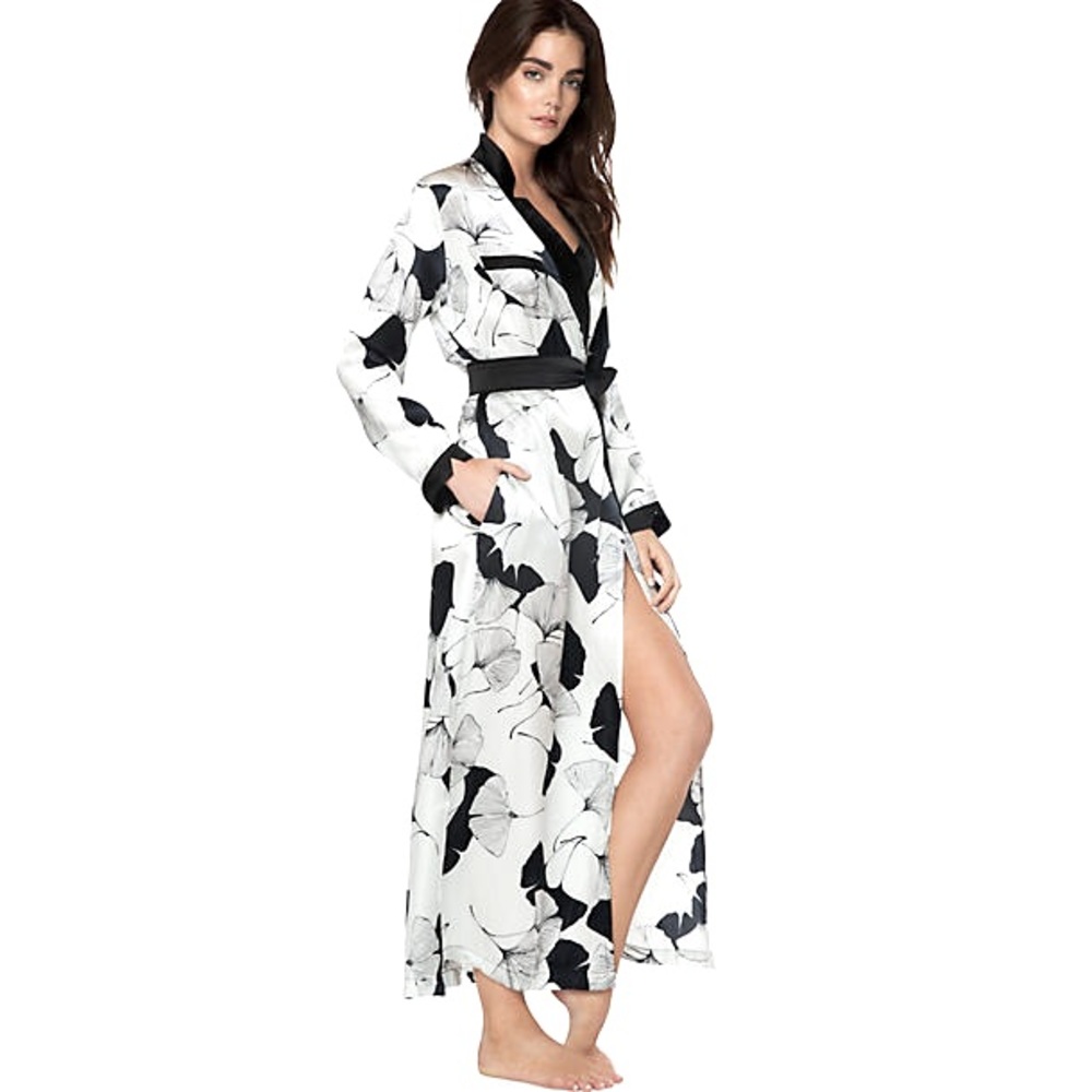 NWT 100% silk Anthro Dear Bowie Brigitte Fan Robe L lingerie gorgeous gift
